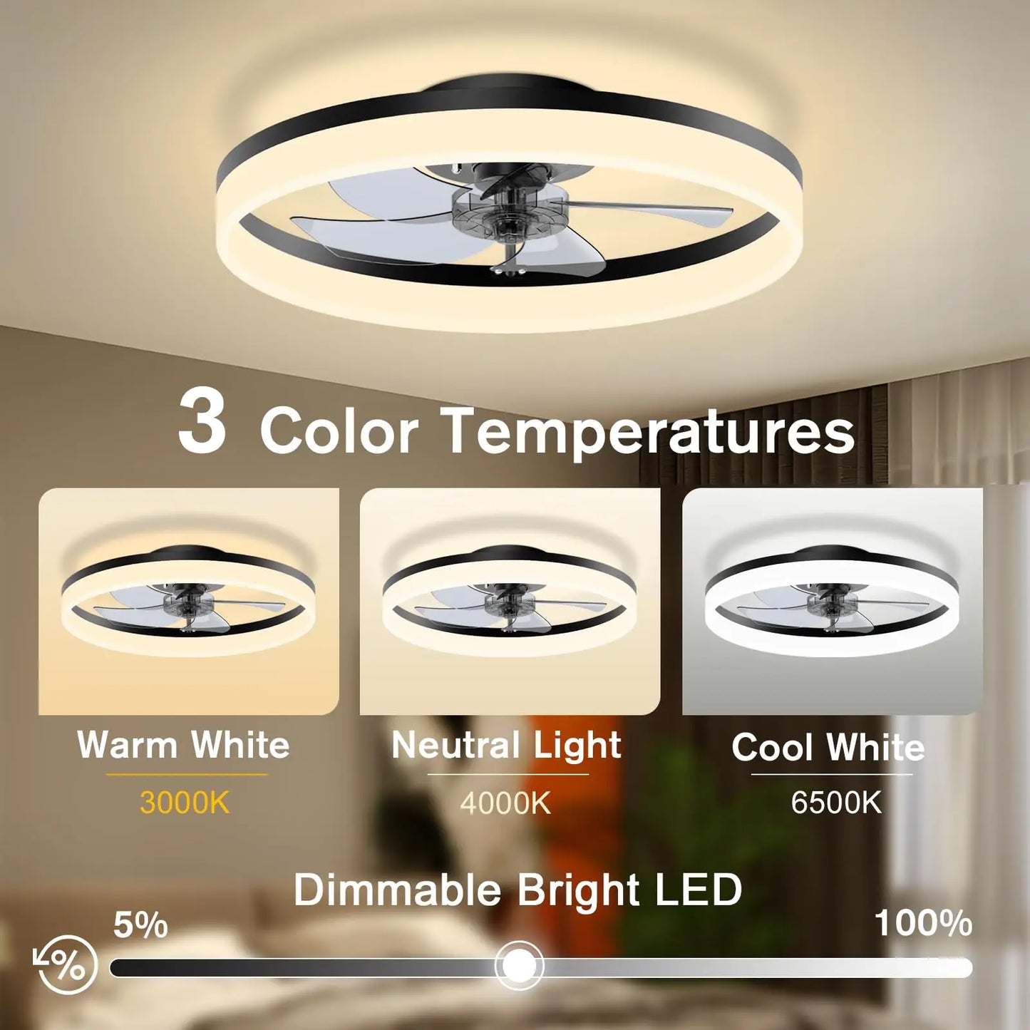 Nowoczesny Wentylator Sufitowy LED z Pilotem – 50 cm